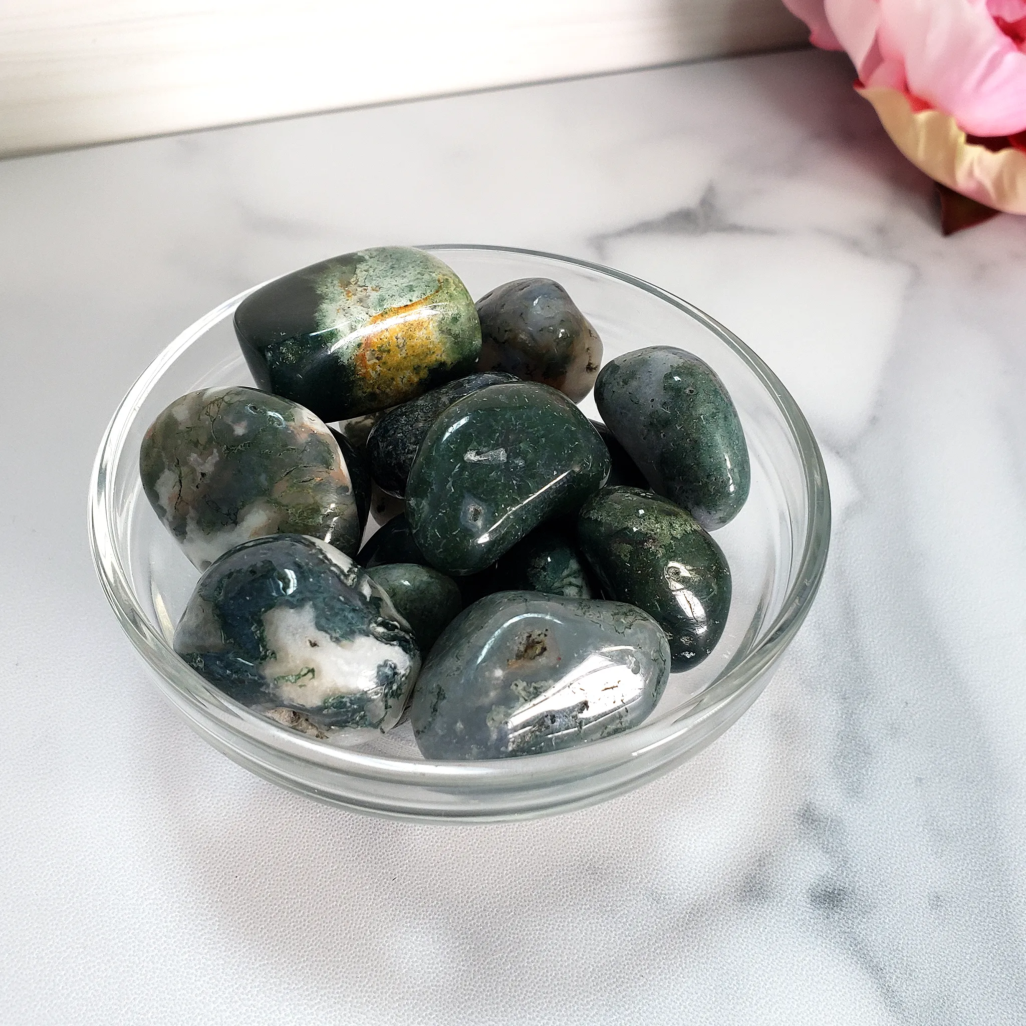 Moss Agate Crystal Natural Gemstone Tumbled Stone | One Stone