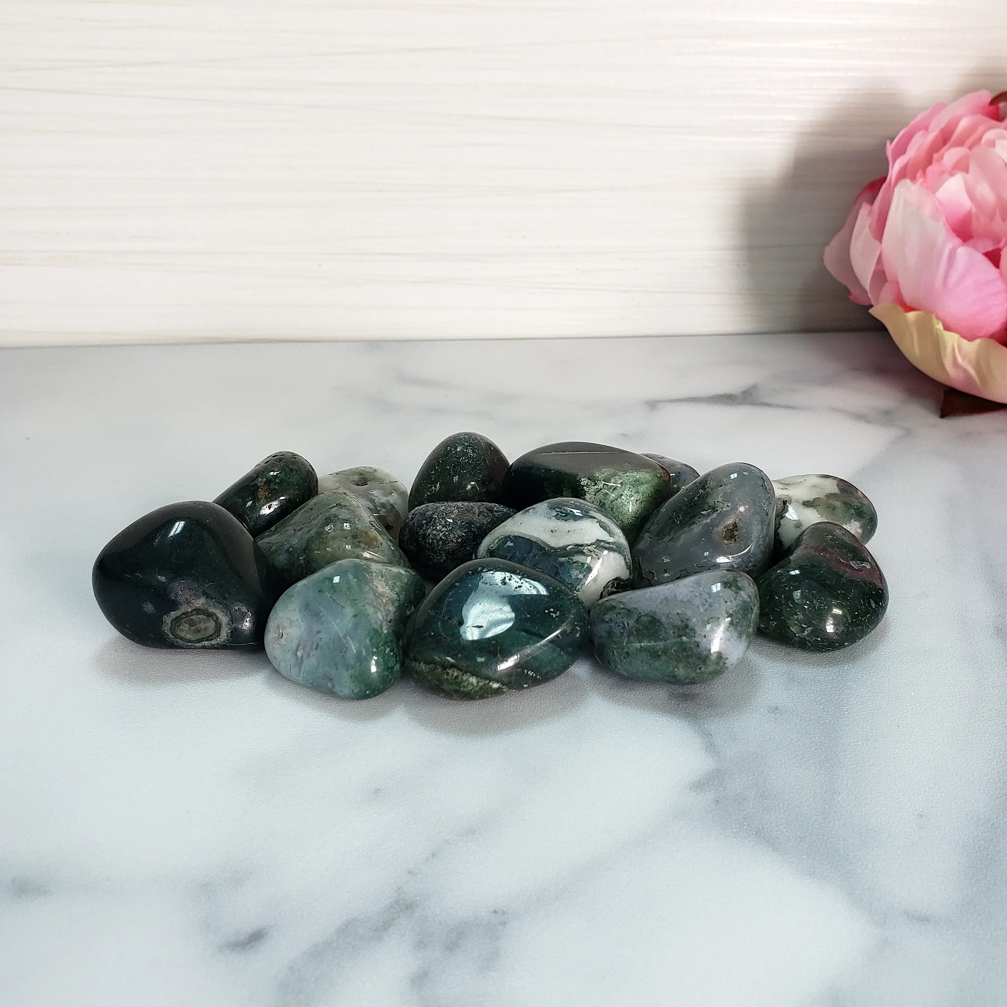 Moss Agate Crystal Natural Gemstone Tumbled Stone | One Stone