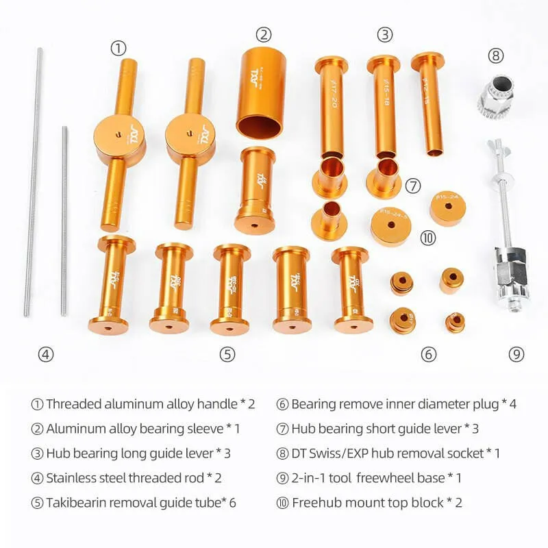 MTB Road Bicycle Quick Release Thru Axle Hub Bearing Installation Removal Tool Bike Cassette DT EXP Star Ratchet Repair Tool Kit