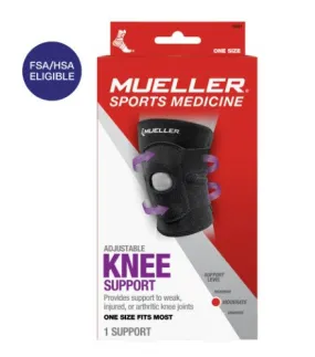 Mueller Adjustable Knee Brace Support, Black, One Size Fits Most