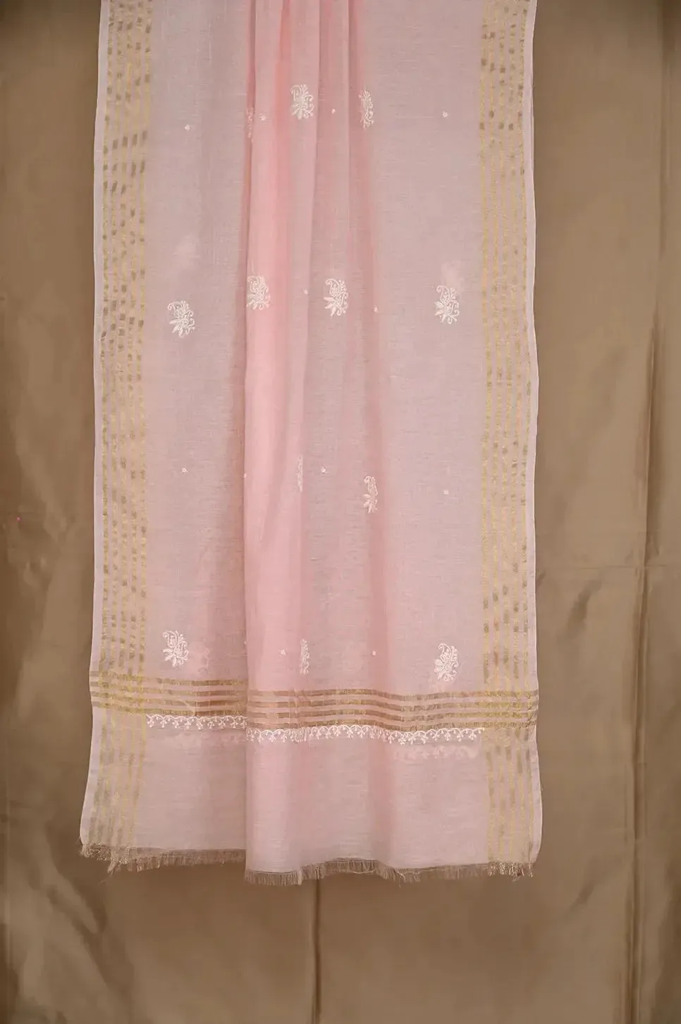 Mul Chanderi Chikankari Anarkali - Baby Pink