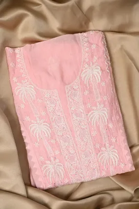 Mul Chanderi Chikankari Anarkali - Baby Pink