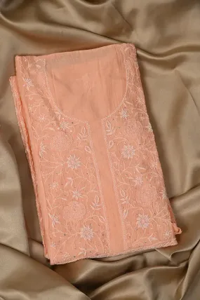 Mul Chanderi Chikankari Anarkali - Orange 2