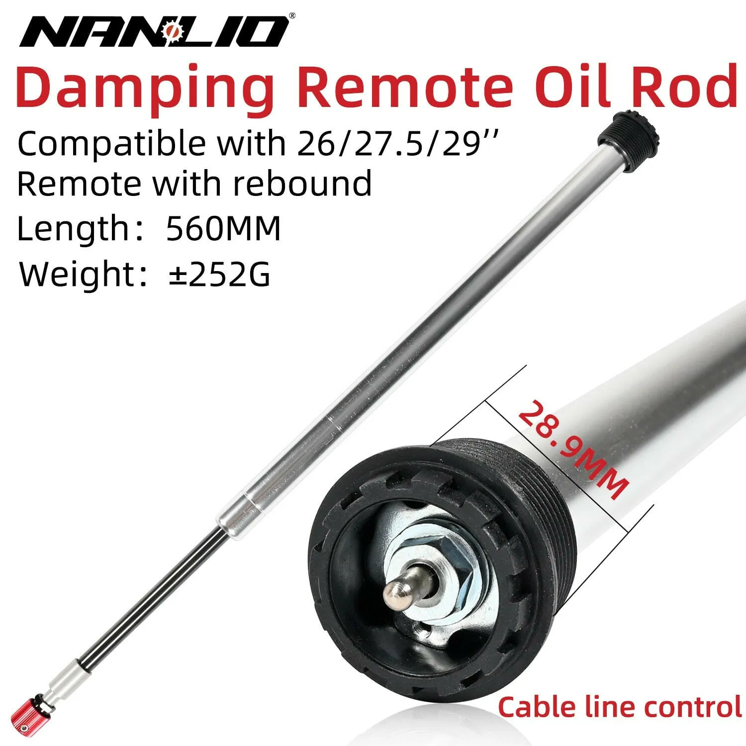 Nanlio Bicycle Suspension Forks Repair Part Oil Damping Rod 26/27.5/29 Alloy Steel Manual Remote Control Replace Accessories
