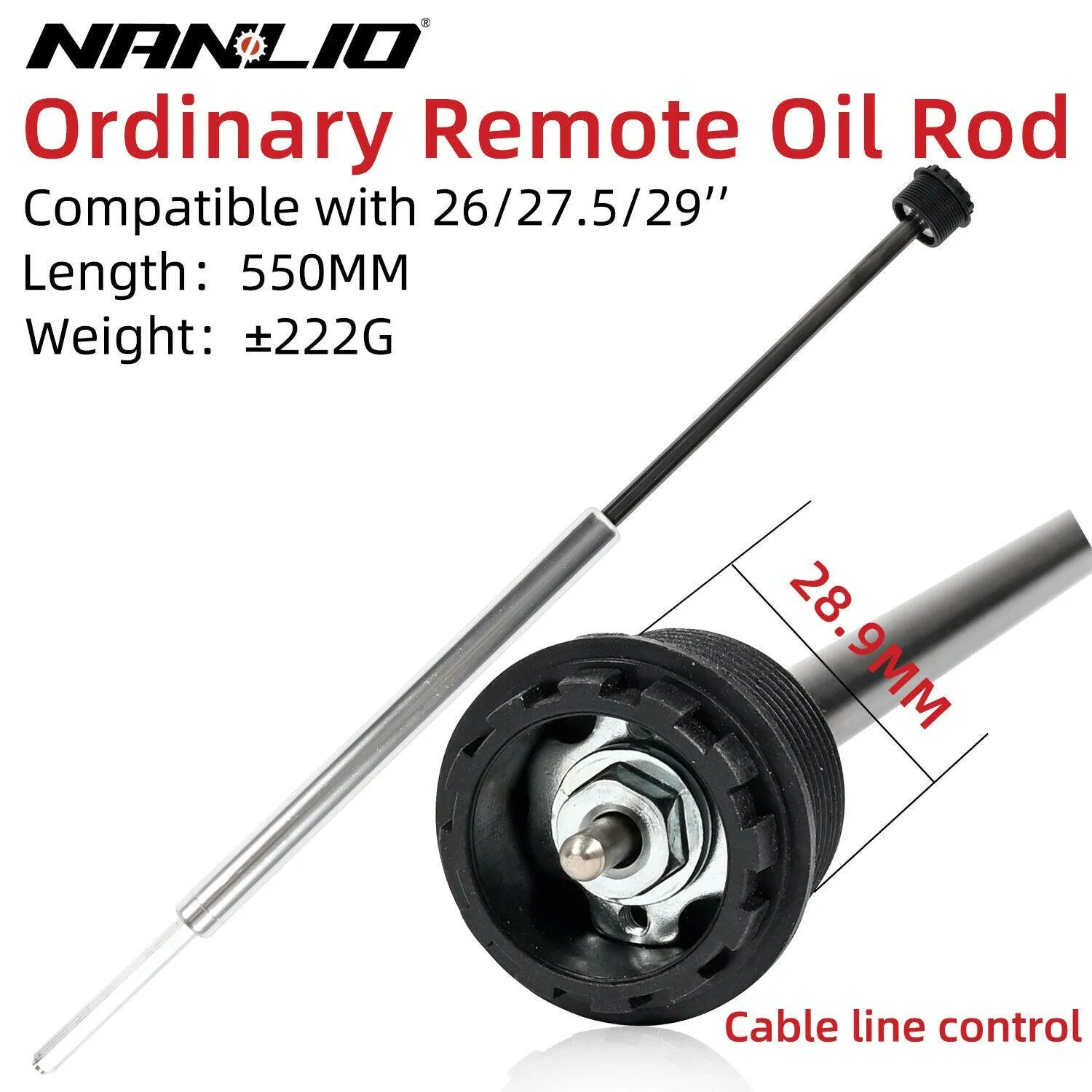 Nanlio Bicycle Suspension Forks Repair Part Oil Damping Rod 26/27.5/29 Alloy Steel Manual Remote Control Replace Accessories