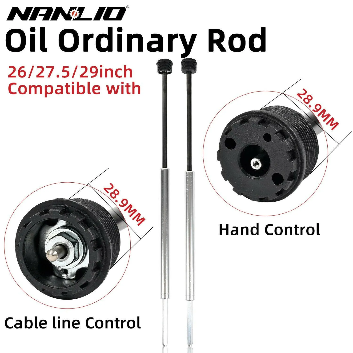 Nanlio Bicycle Suspension Forks Repair Part Oil Damping Rod 26/27.5/29 Alloy Steel Manual Remote Control Replace Accessories