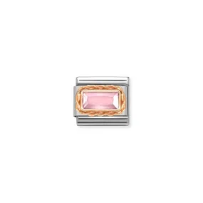 Nomination Classic 9ct Rose Gold Pink CZ Rectangle Charm