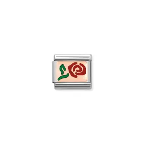 Nomination Classic 9ct Rose Gold Red Rose Charm