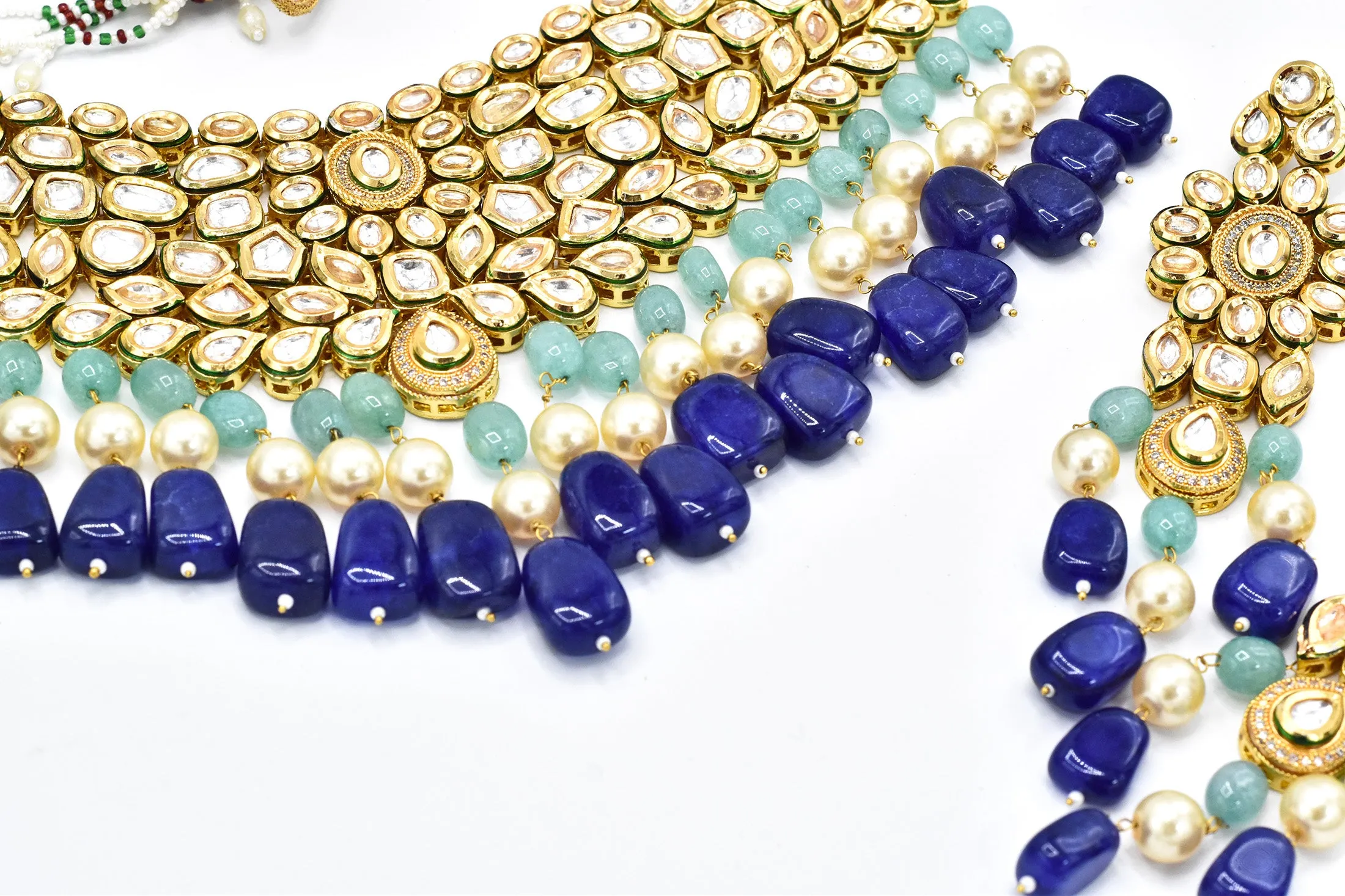 Nosheen Navy Blue Kundan Necklace Set