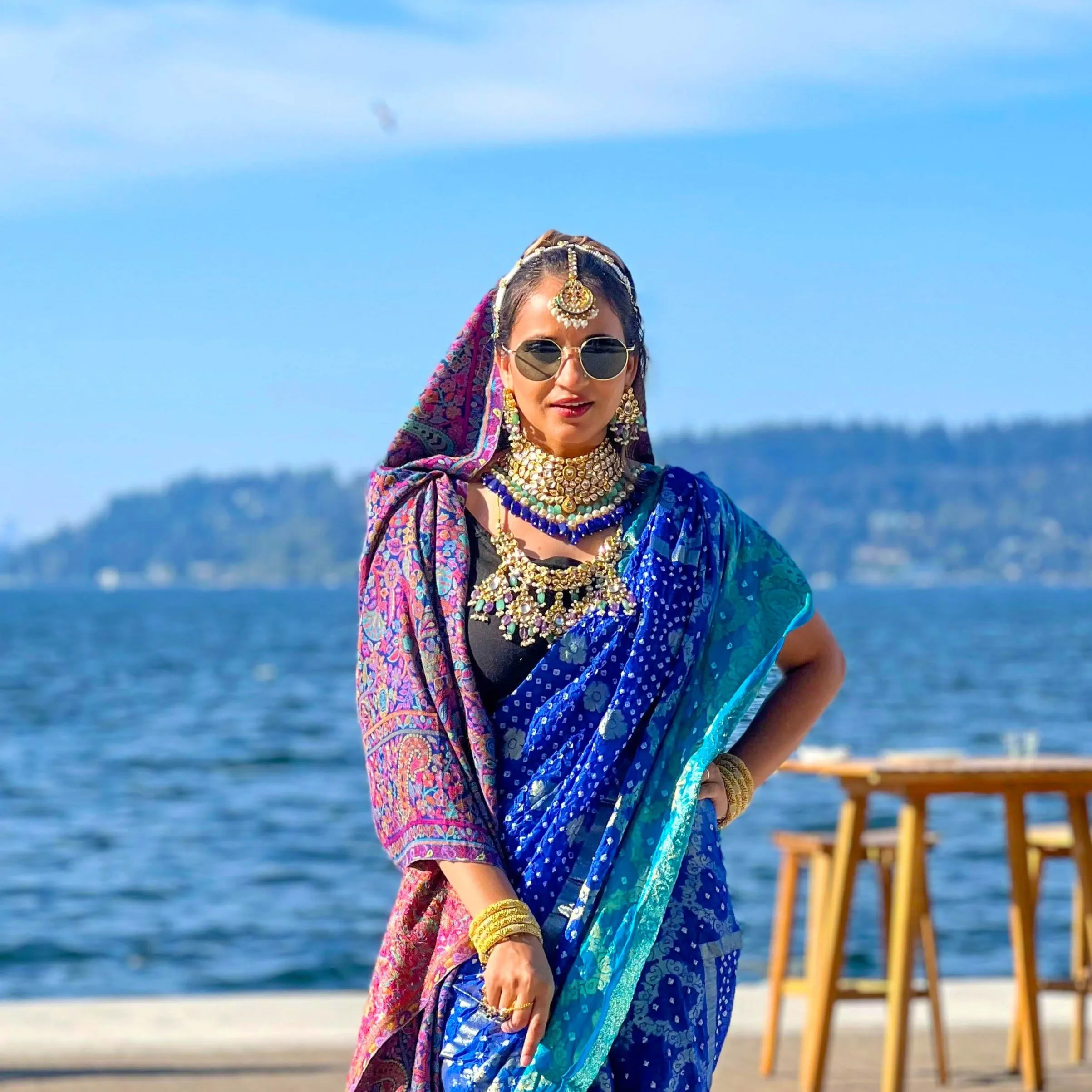 Nosheen Navy Blue Kundan Necklace Set