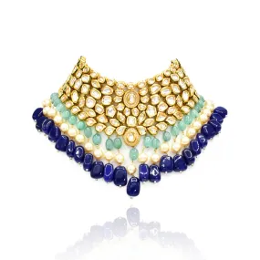 Nosheen Navy Blue Kundan Necklace Set