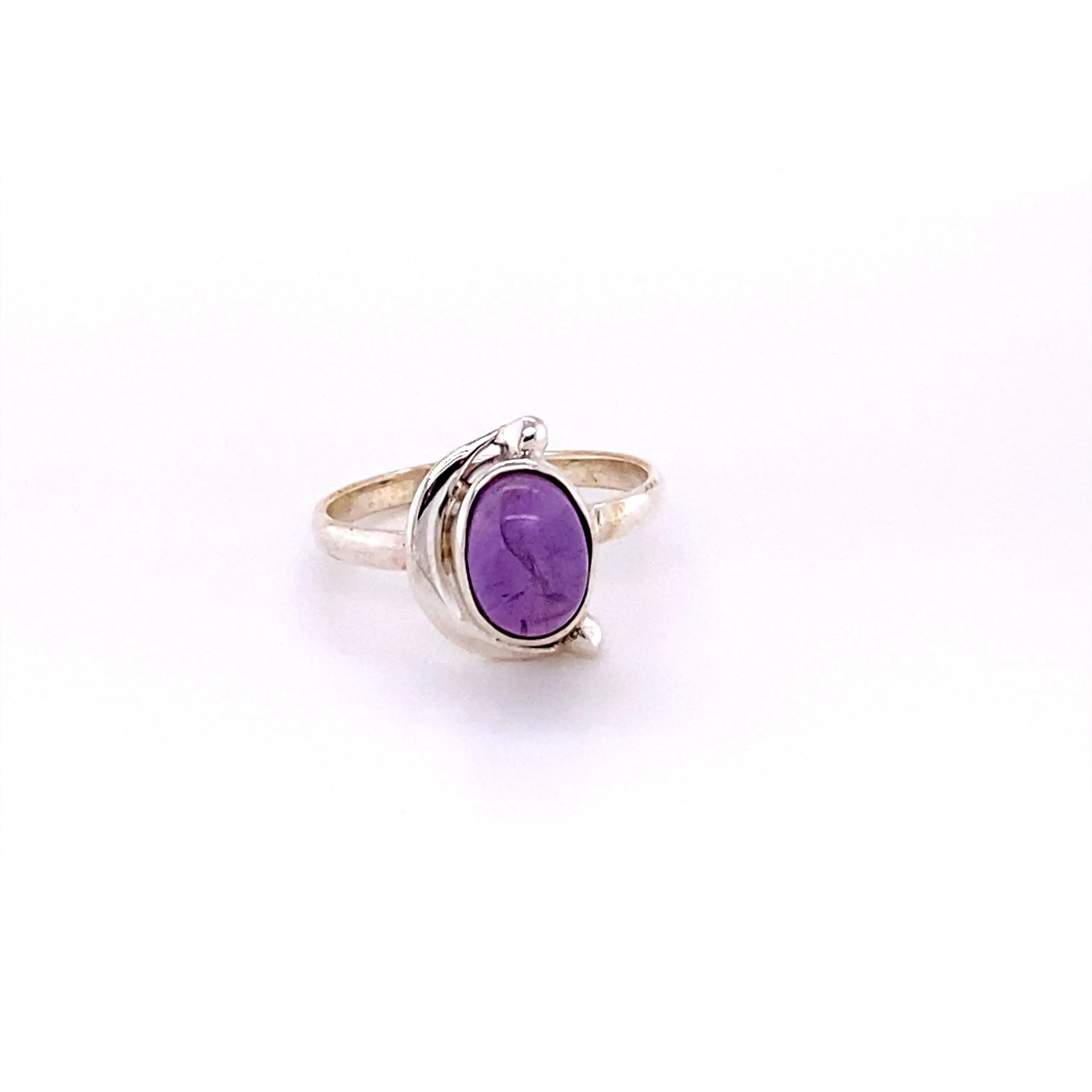 Oval Crescent Moon Ring with Natural Gemstones
