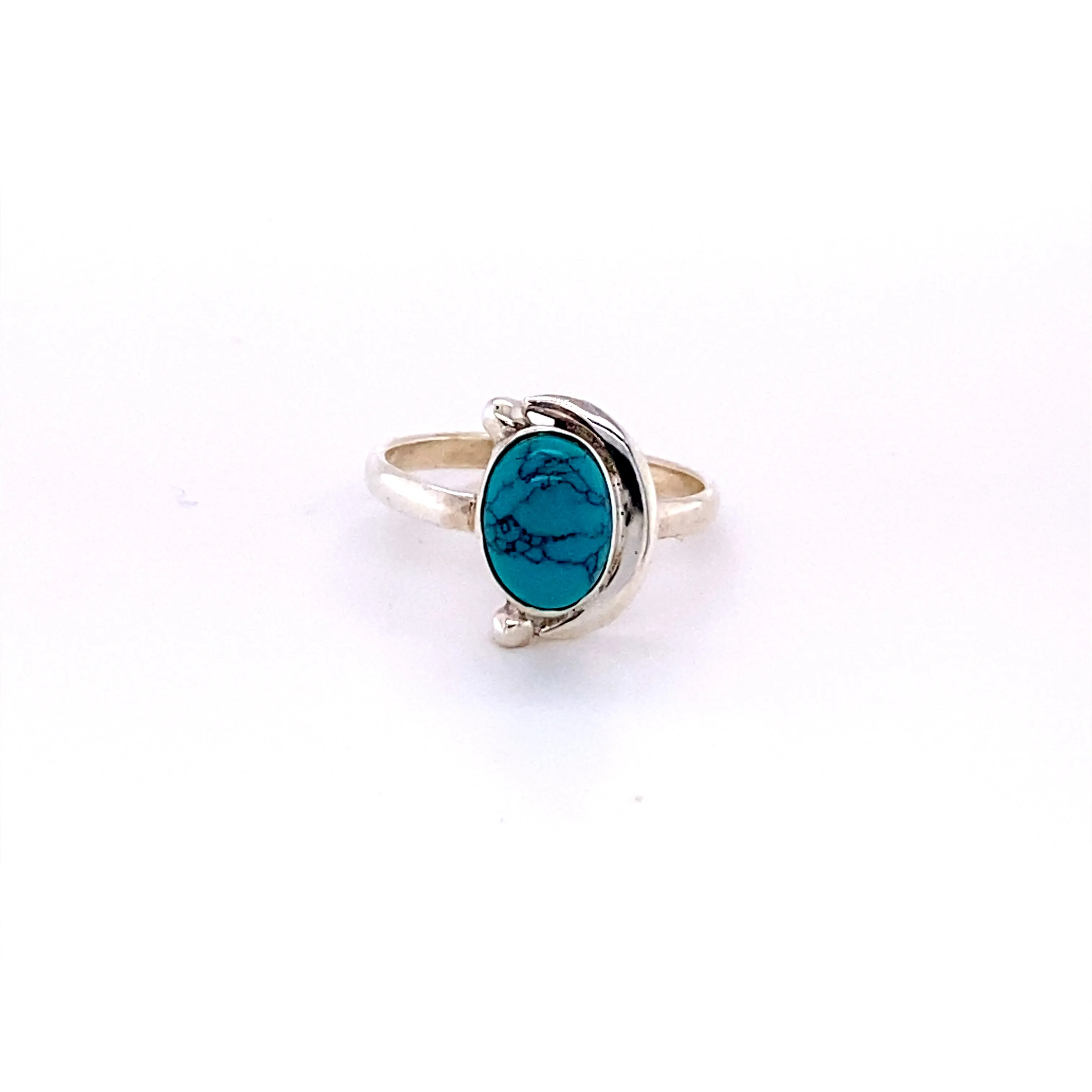 Oval Crescent Moon Ring with Natural Gemstones