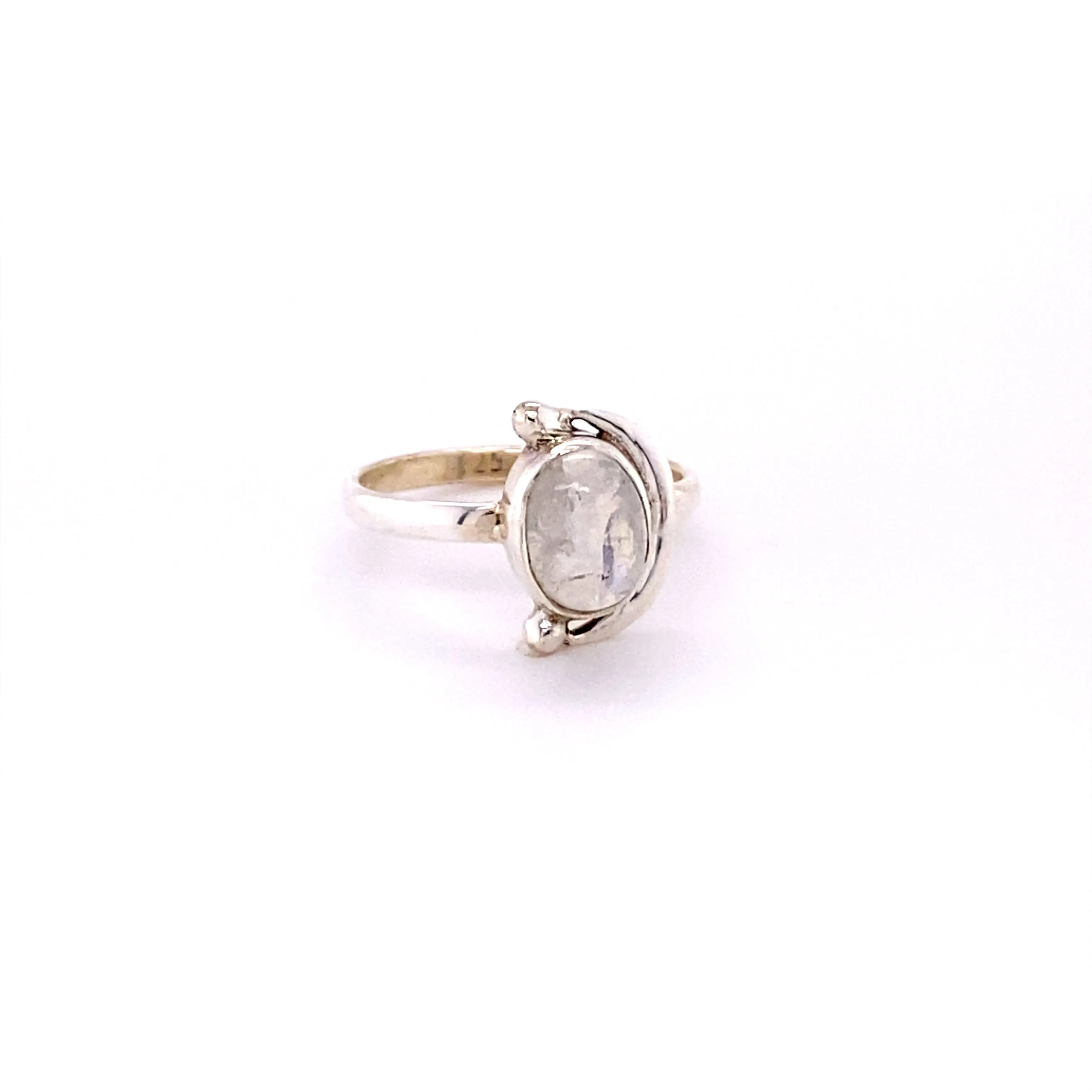 Oval Crescent Moon Ring with Natural Gemstones