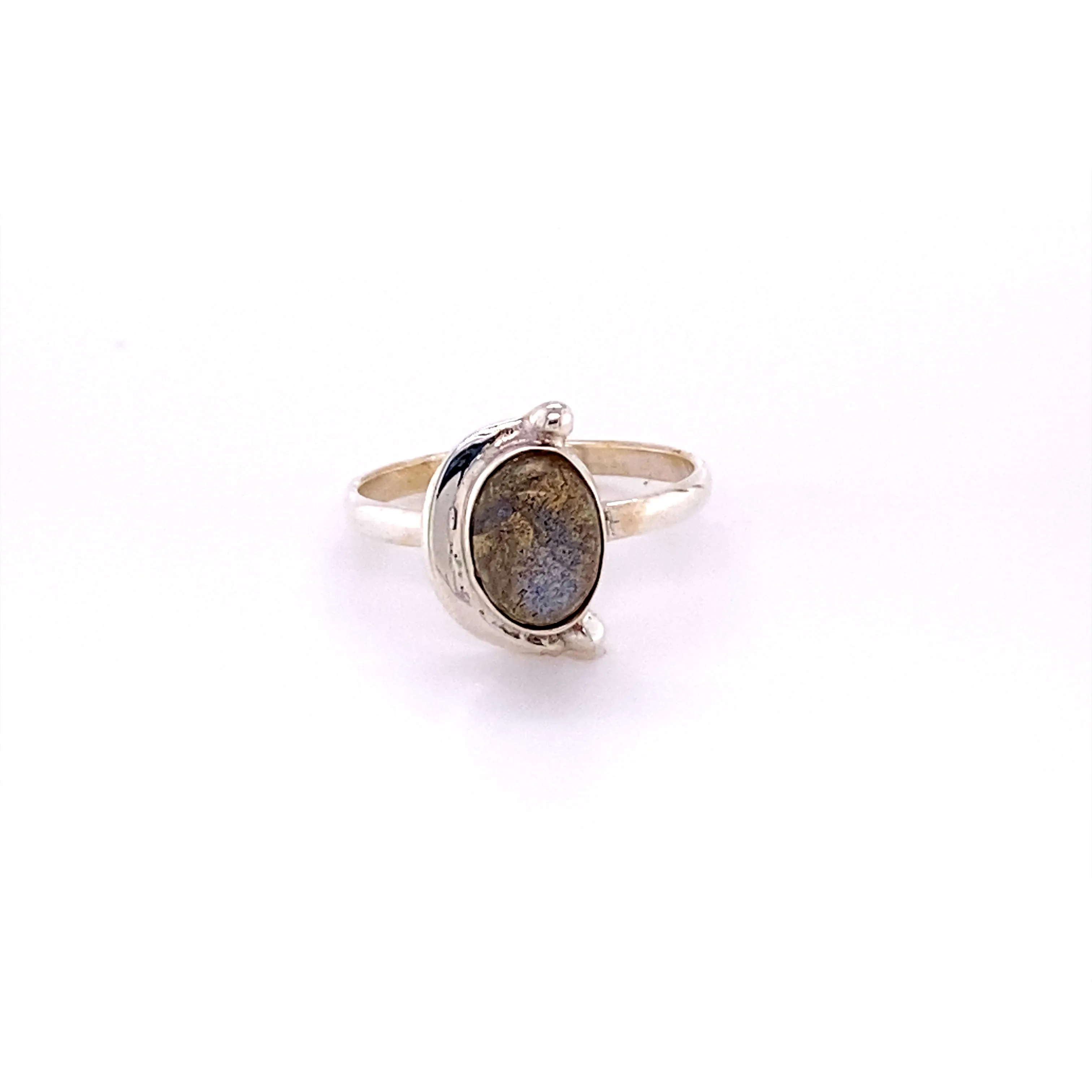Oval Crescent Moon Ring with Natural Gemstones