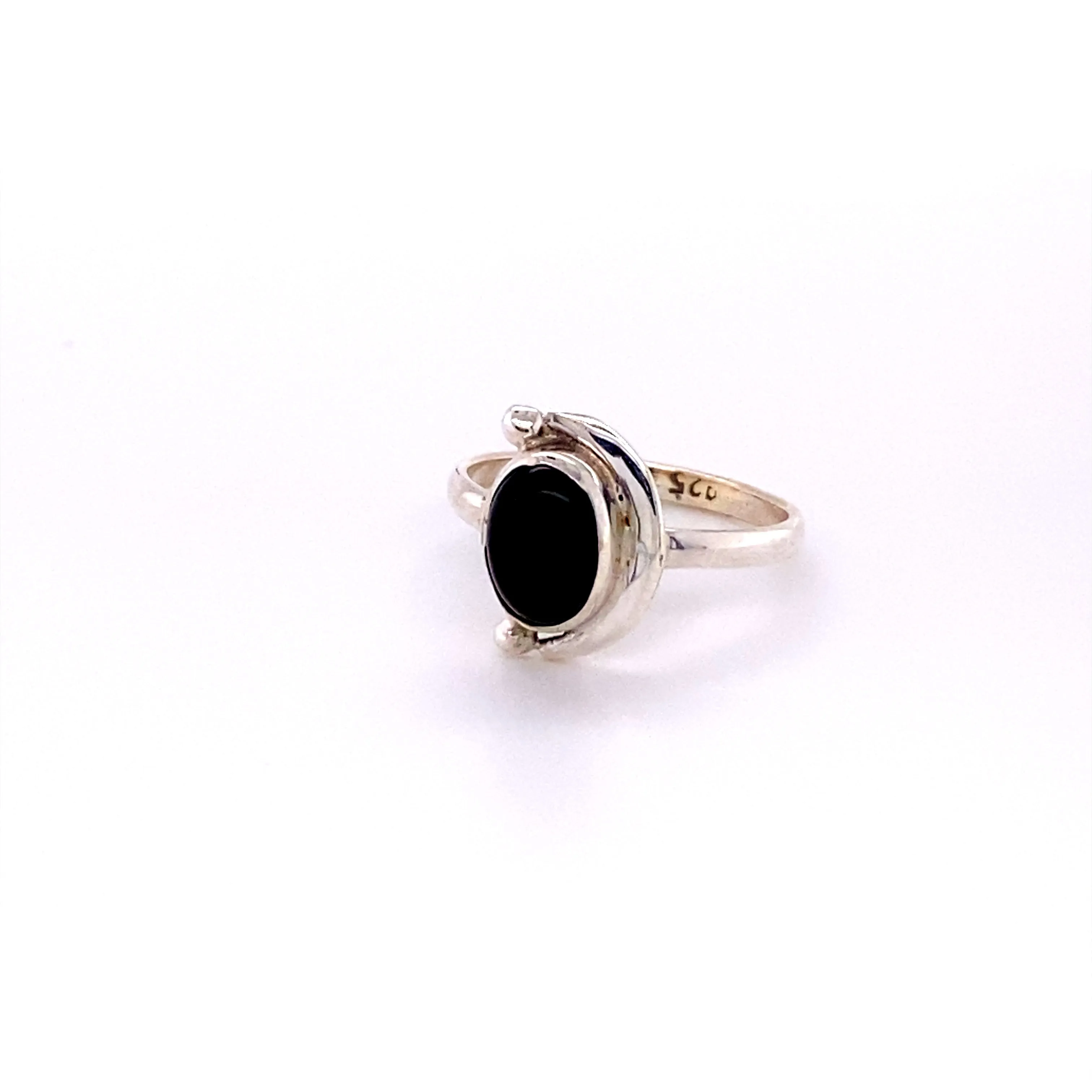 Oval Crescent Moon Ring with Natural Gemstones
