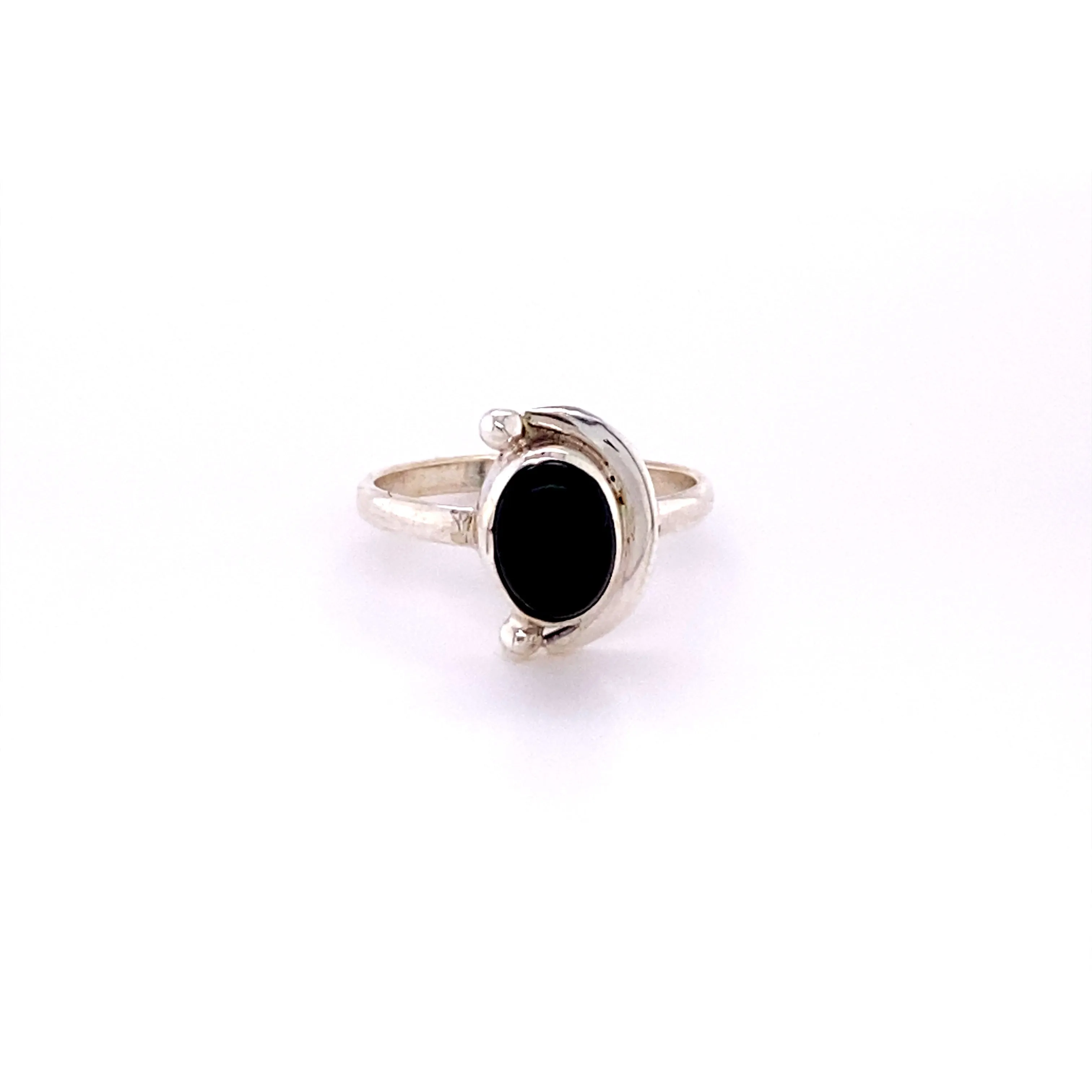 Oval Crescent Moon Ring with Natural Gemstones