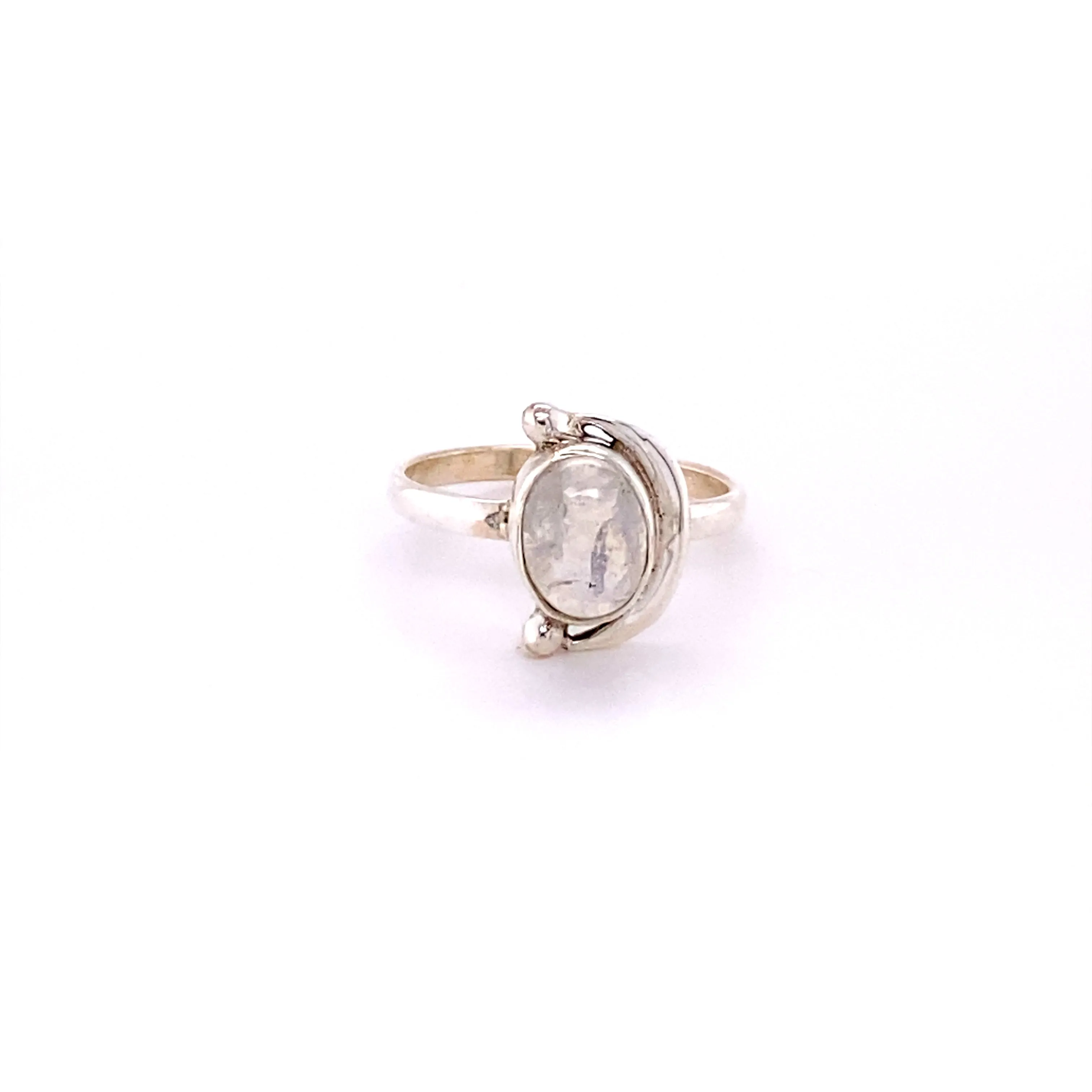 Oval Crescent Moon Ring with Natural Gemstones