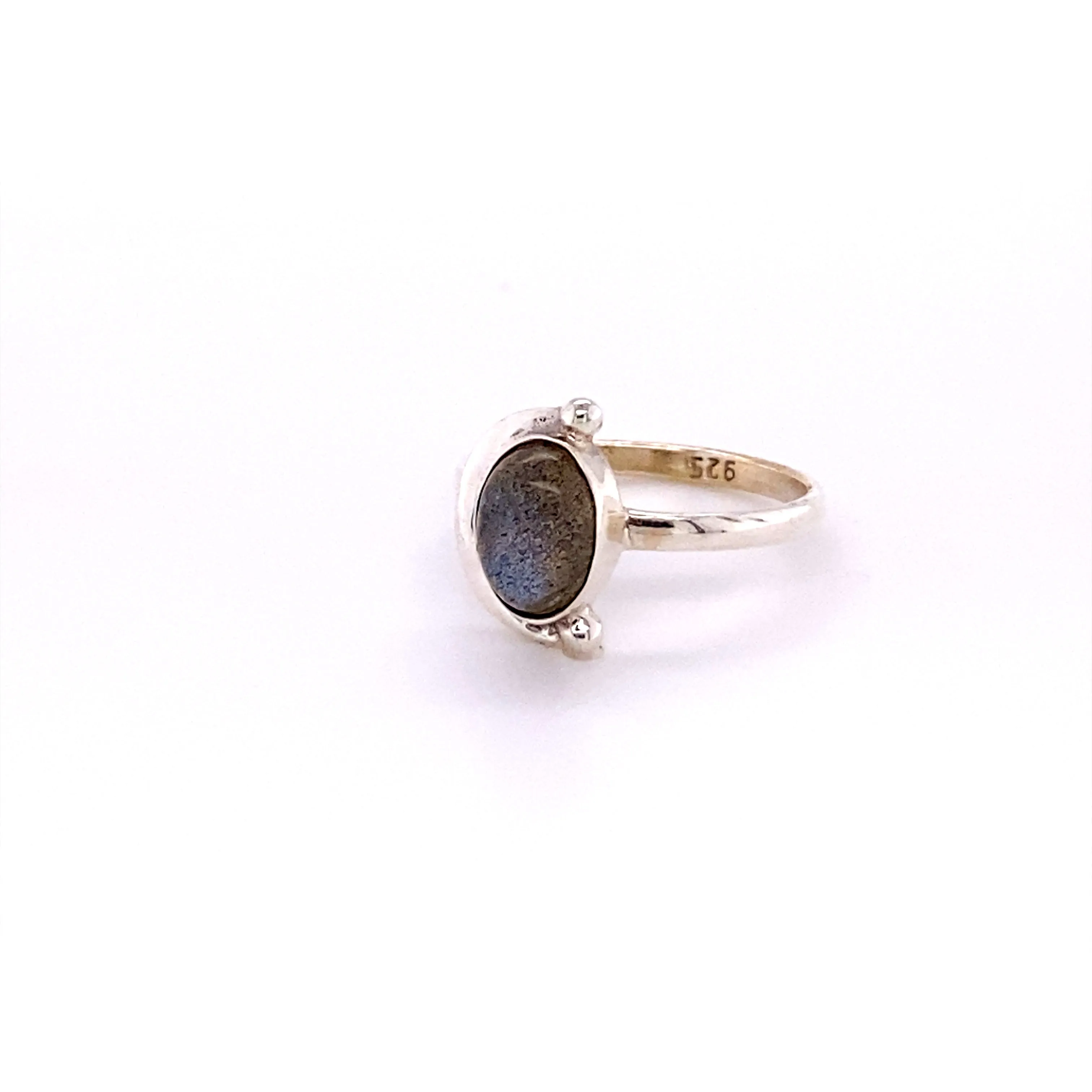 Oval Crescent Moon Ring with Natural Gemstones