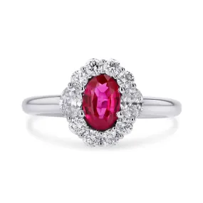 Oval-Cut Ruby and Diamond Ring