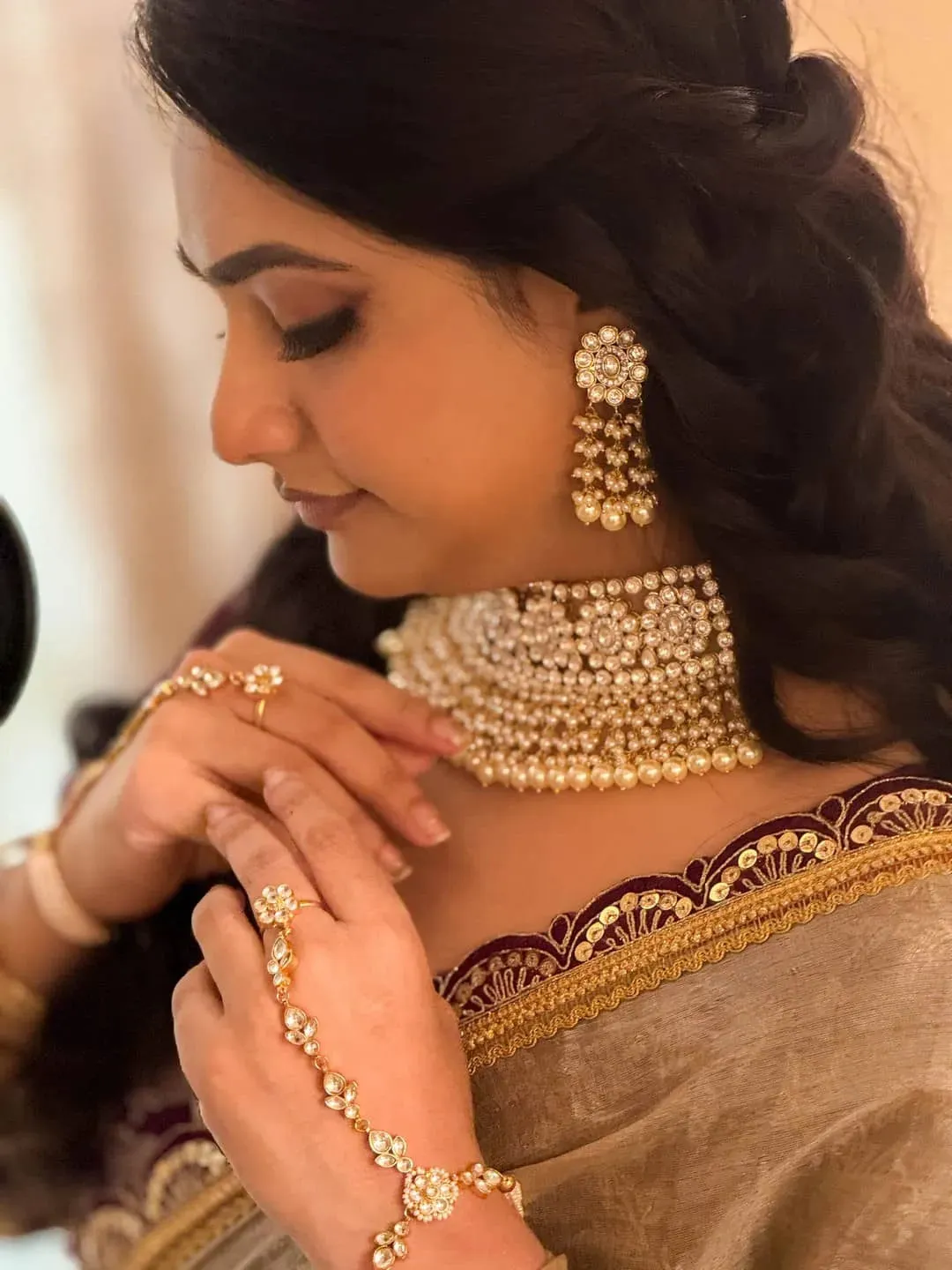 Pachi Kundan And Pearl Studded Bridal Choker Necklace