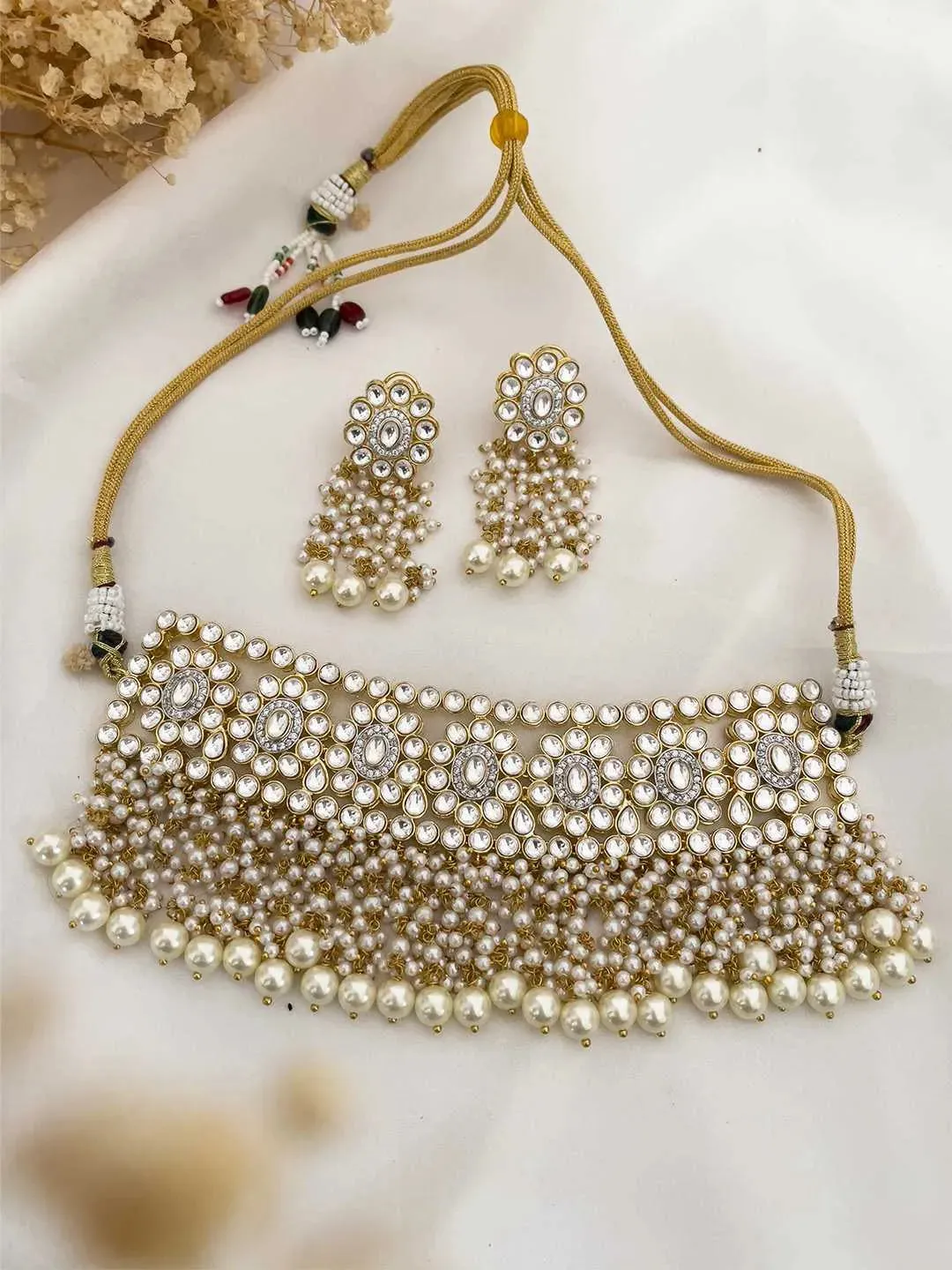 Pachi Kundan And Pearl Studded Bridal Choker Necklace