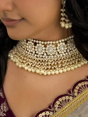 Pachi Kundan And Pearl Studded Bridal Choker Necklace