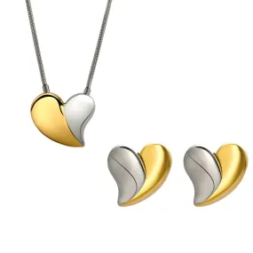 Peach Heart Earrings Necklace Rust Resistant Trendy Jewelry Set