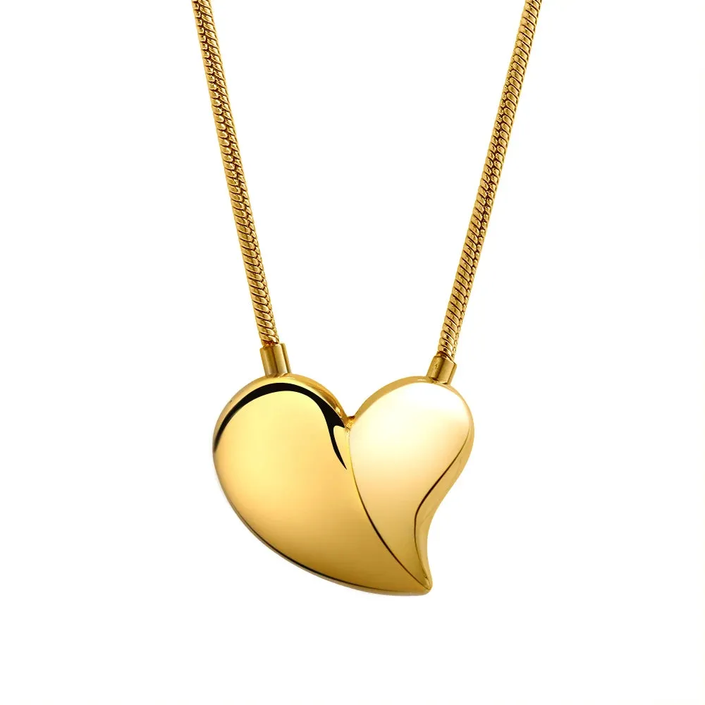 Peach Heart Earrings Necklace Rust Resistant Trendy Jewelry Set