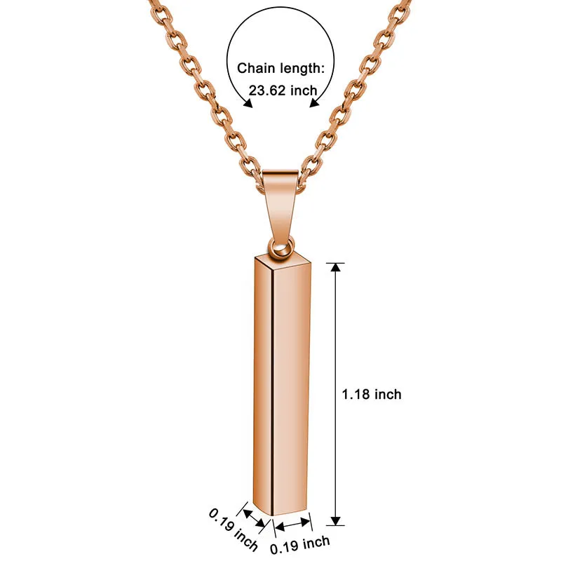 Personalized Bar Necklace,Custom Chain,Custom Word Necklace,Engraved  3D Bar Necklace,Rose Gold