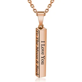 Personalized Bar Necklace,Custom Chain,Custom Word Necklace,Engraved  3D Bar Necklace,Rose Gold