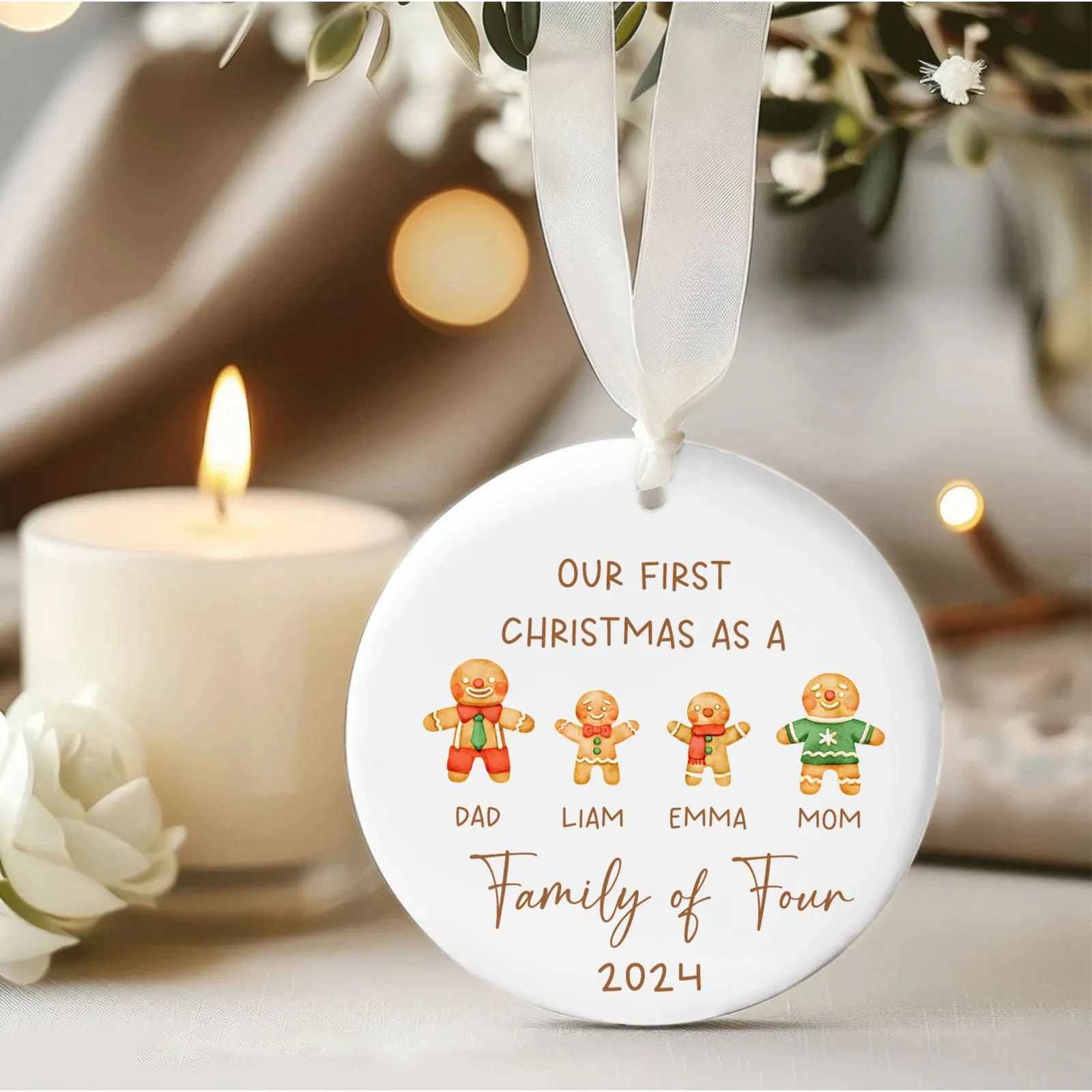 Personalized Ceramic Family Ornament, Family Christmas CX02-22