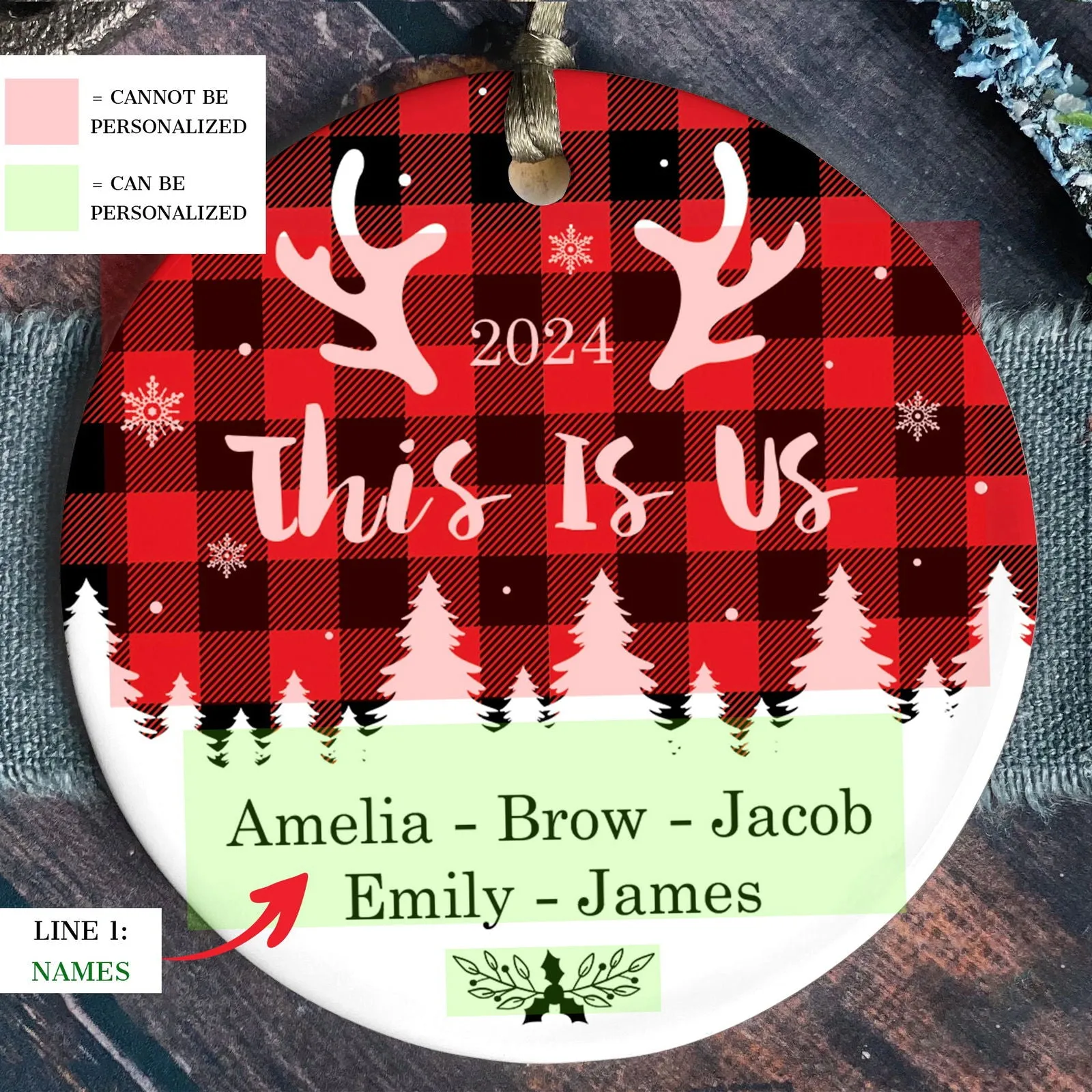 Personalized Family Ornament, Custom Xmas Tree Ornament, First Christmas Family Ornament CX01-25
