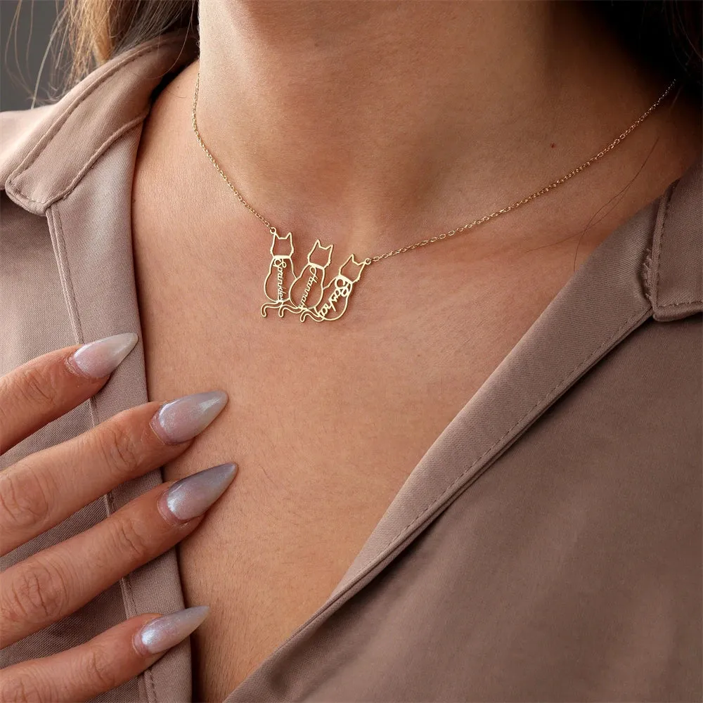 Personalized Pet Name 1-4 Cats Necklace Custom Memorials Gift Stainless Steel Choker Necklace for Women Girls Accesorios Mujer