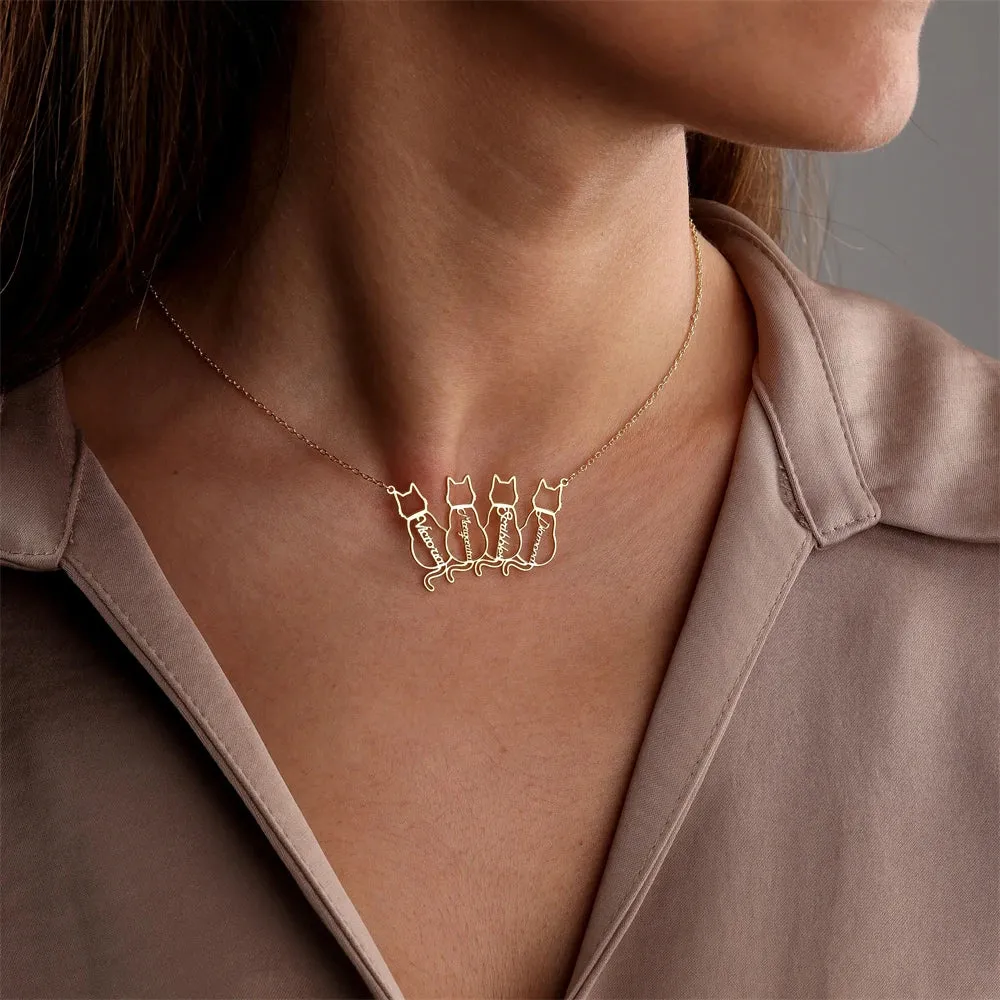 Personalized Pet Name 1-4 Cats Necklace Custom Memorials Gift Stainless Steel Choker Necklace for Women Girls Accesorios Mujer