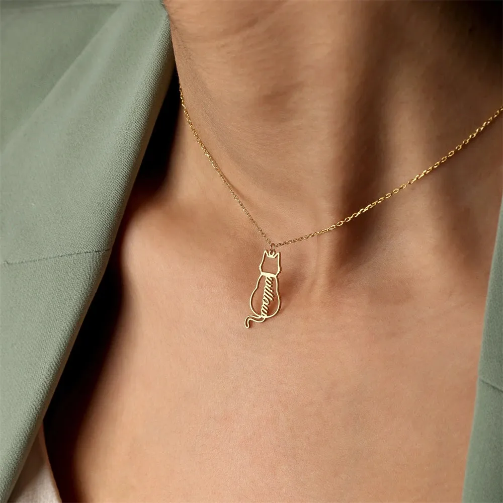 Personalized Pet Name 1-4 Cats Necklace Custom Memorials Gift Stainless Steel Choker Necklace for Women Girls Accesorios Mujer