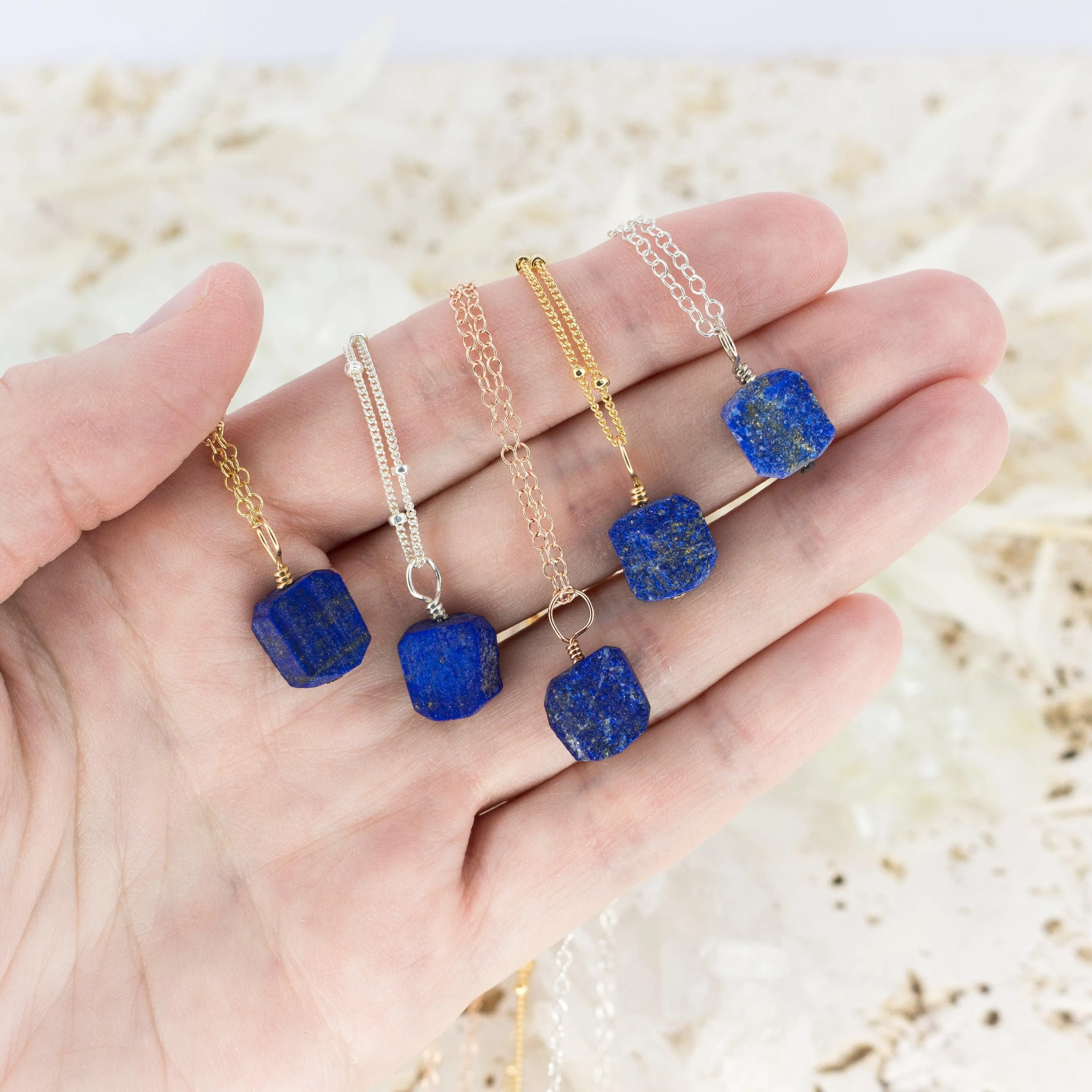 Raw Lapis Lazuli Natural Crystal Pendant Necklace