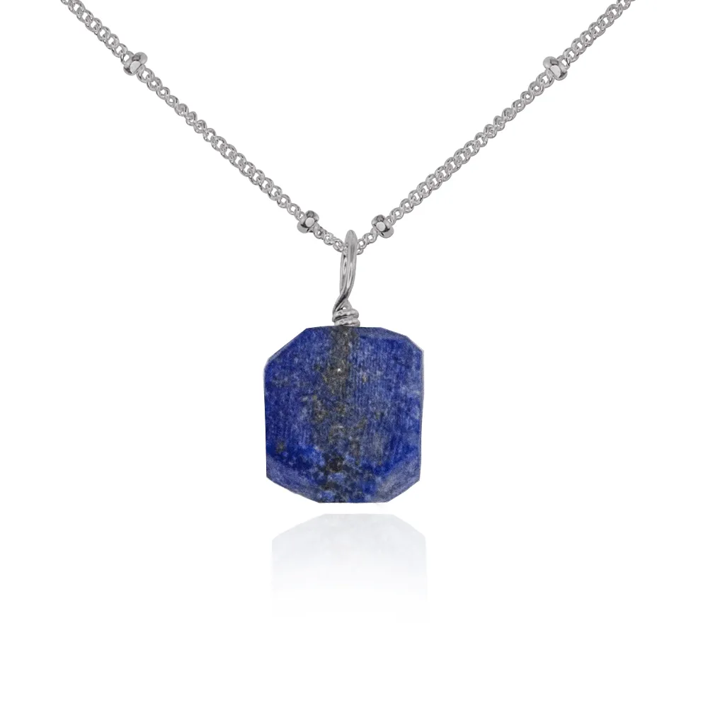 Raw Lapis Lazuli Natural Crystal Pendant Necklace