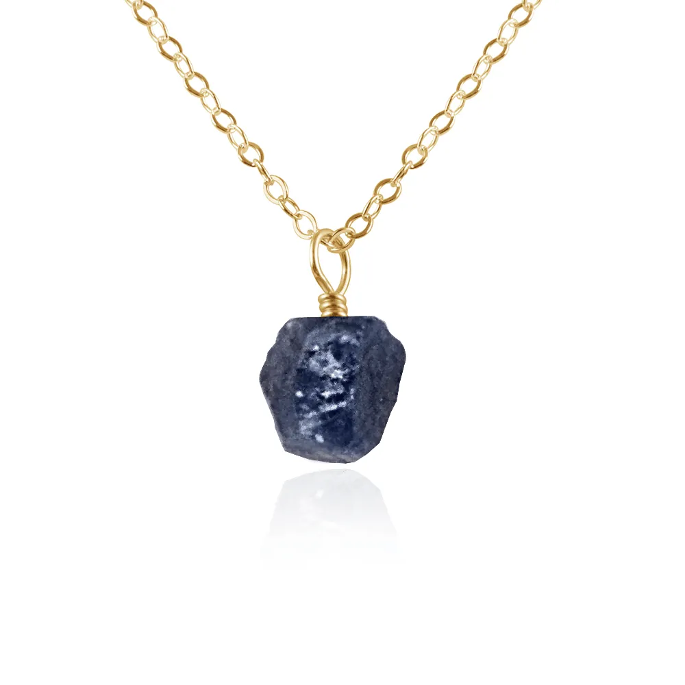 Raw Sapphire Natural Crystal Pendant Necklace