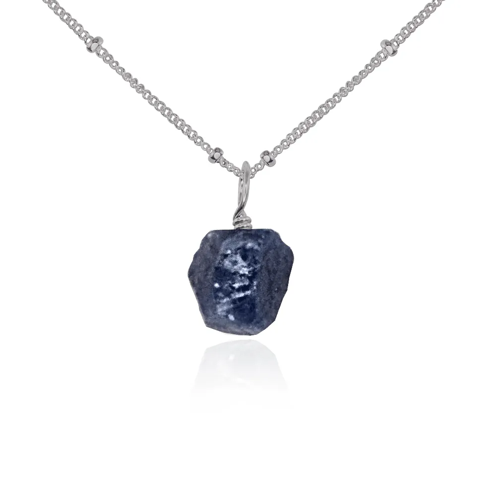 Raw Sapphire Natural Crystal Pendant Necklace
