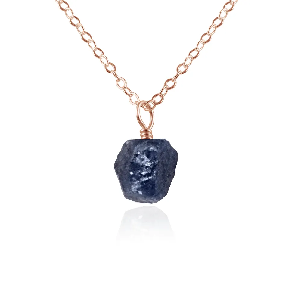 Raw Sapphire Natural Crystal Pendant Necklace