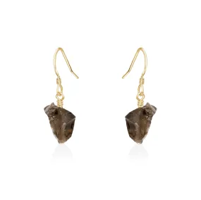 Raw Smoky Quartz Crystal Dangle Drop Earrings