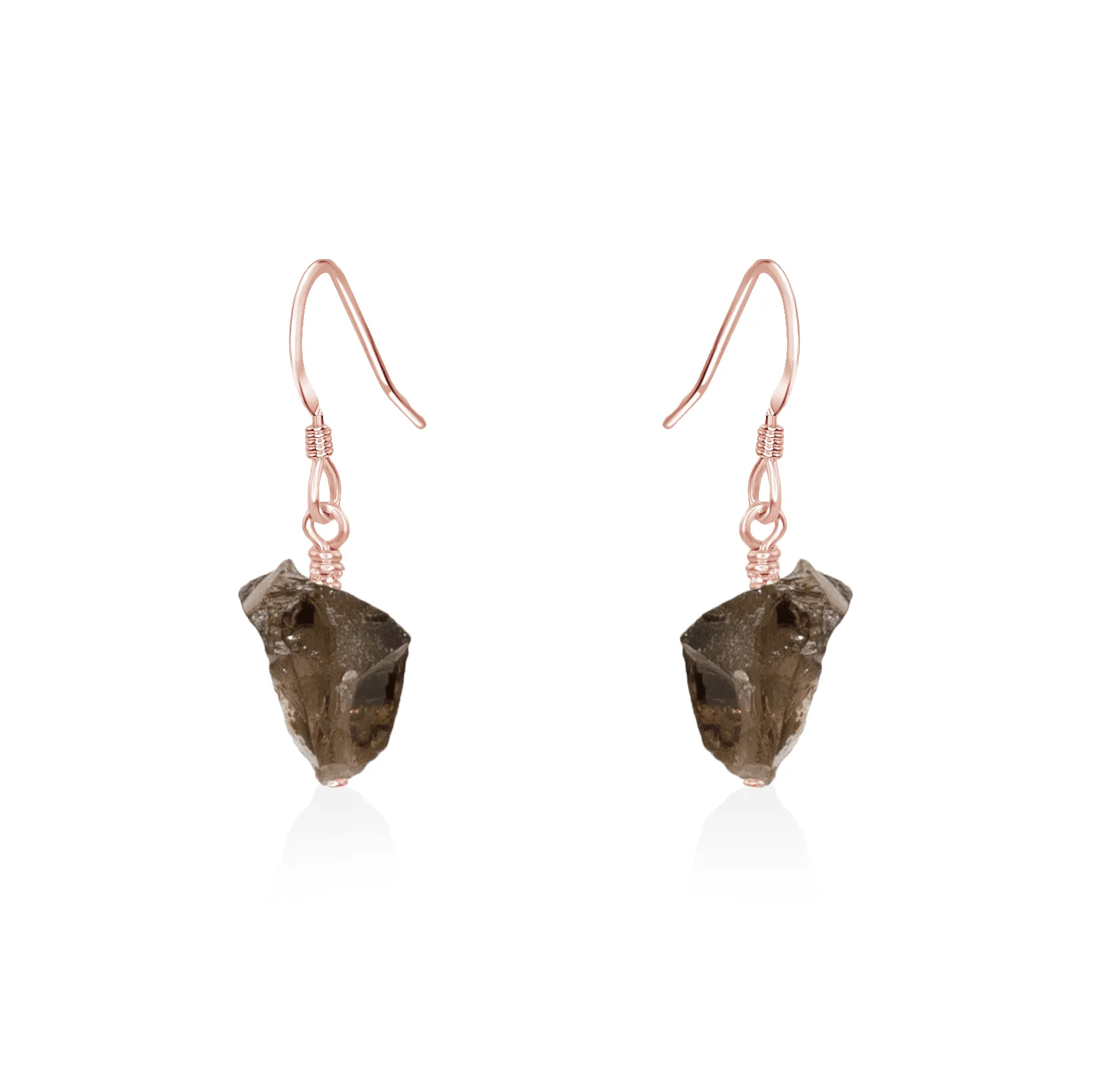 Raw Smoky Quartz Crystal Dangle Drop Earrings