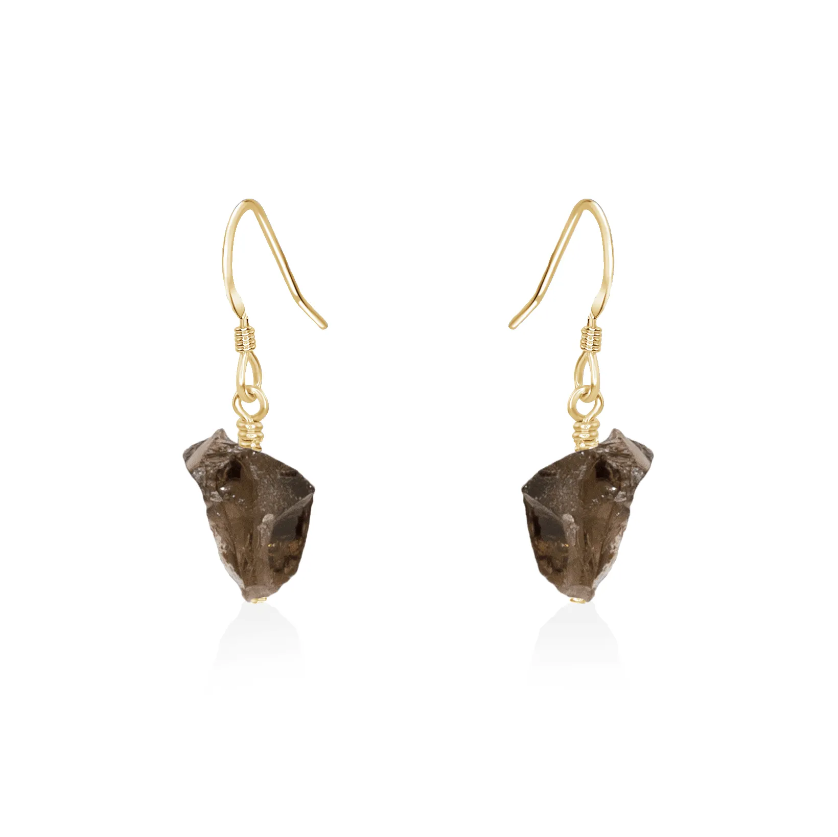 Raw Smoky Quartz Crystal Dangle Drop Earrings