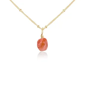 Raw Sunstone Natural Crystal Pendant Necklace