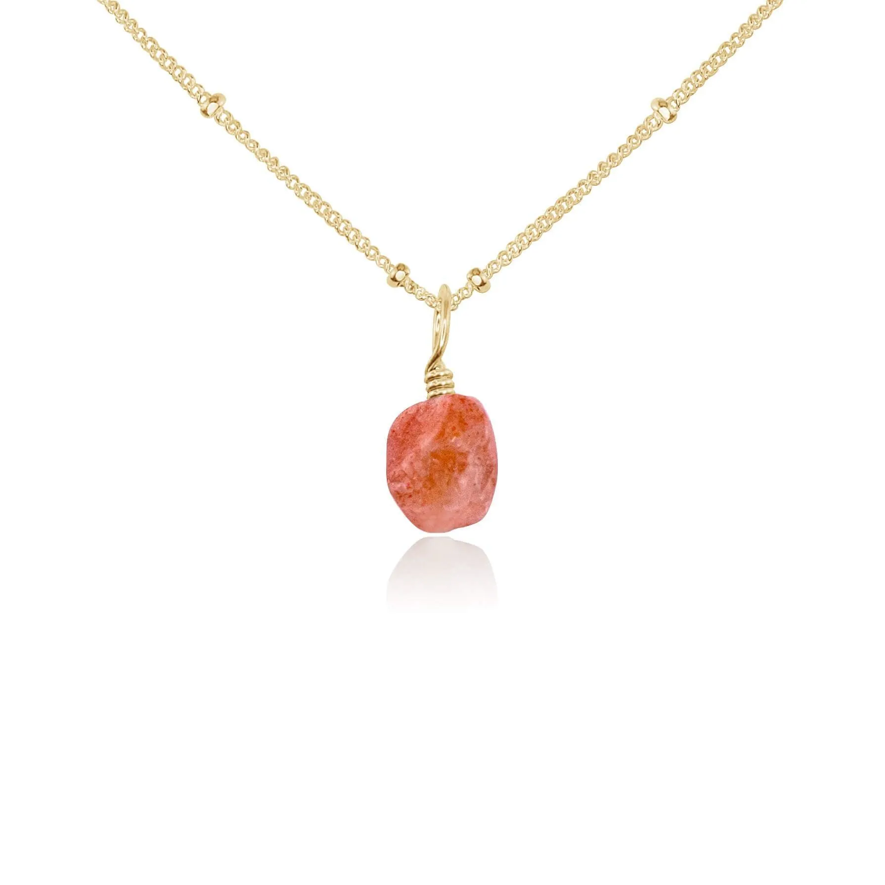 Raw Sunstone Natural Crystal Pendant Necklace