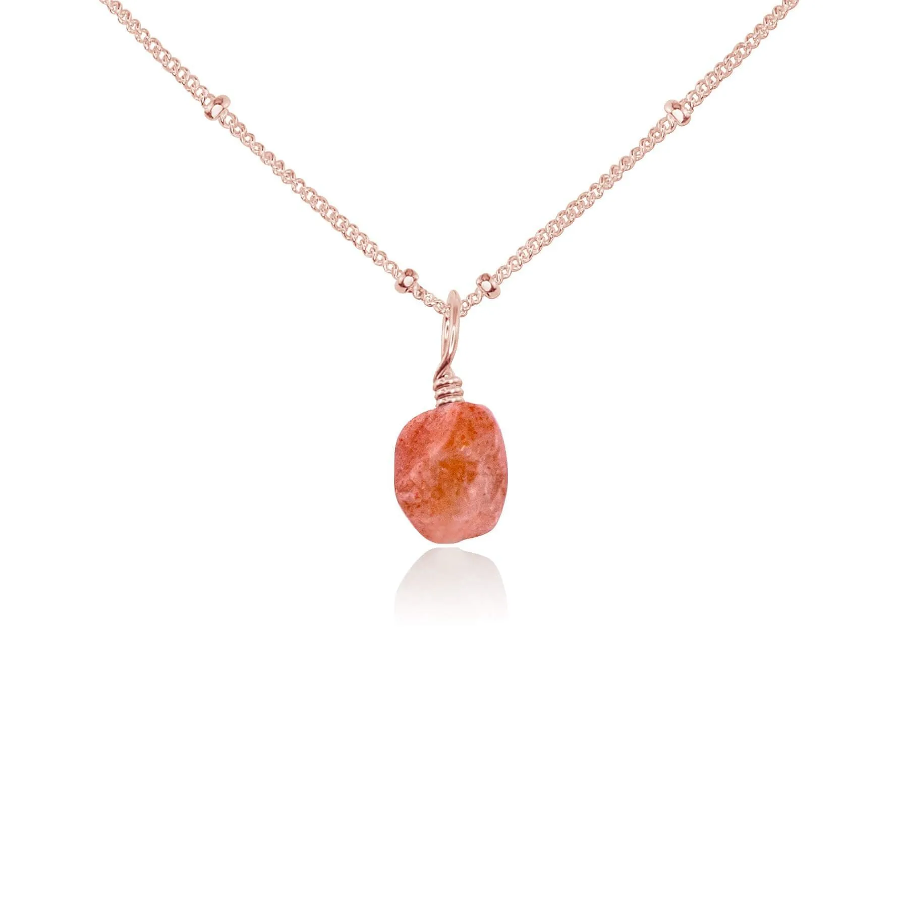 Raw Sunstone Natural Crystal Pendant Necklace