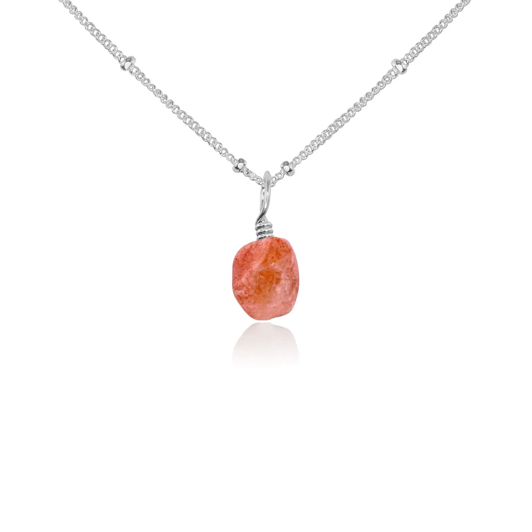 Raw Sunstone Natural Crystal Pendant Necklace