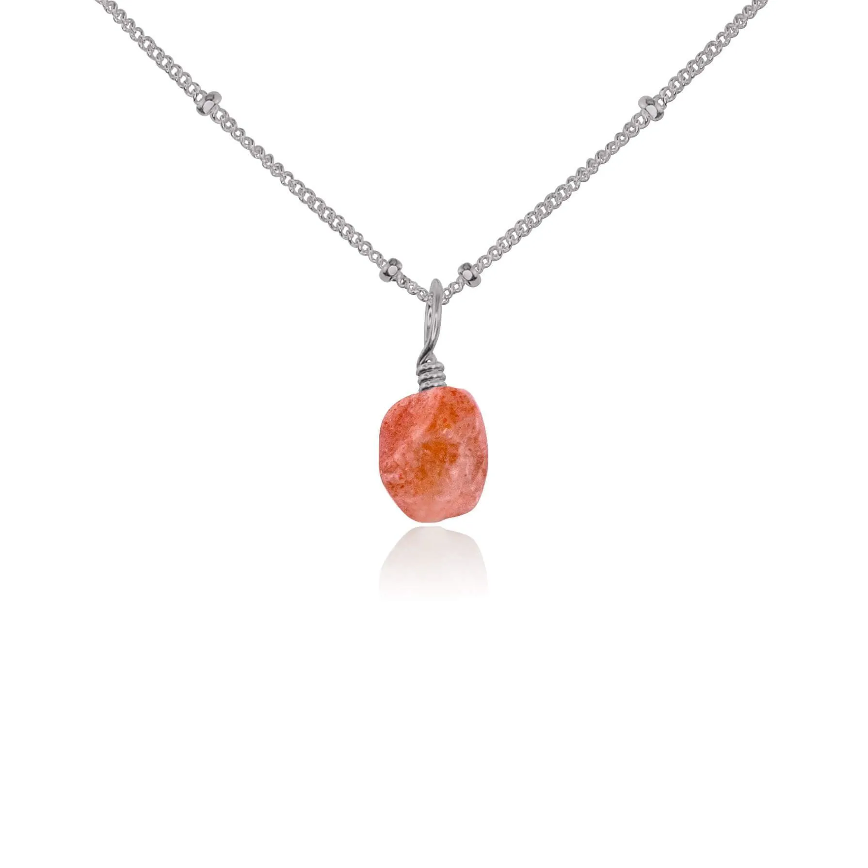 Raw Sunstone Natural Crystal Pendant Necklace