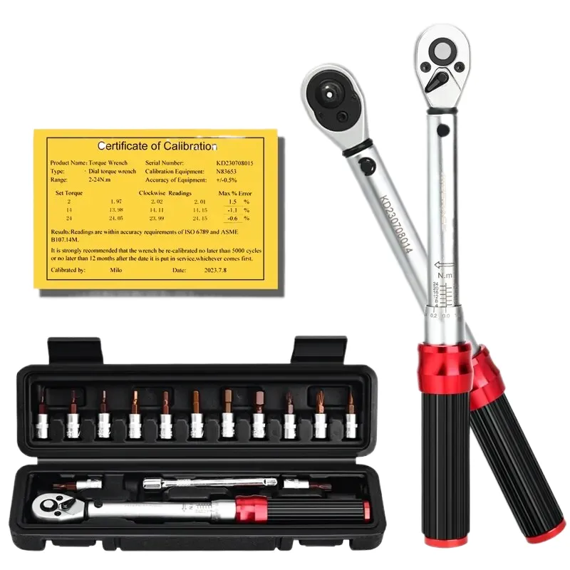 RIDERACE Bicycle Torque Wrench Set 15Pcs 1/4" 2-24Nm Dual Direction Bike Allen Key Tool Socket Spanner Pro Motorcycle Repair Kit